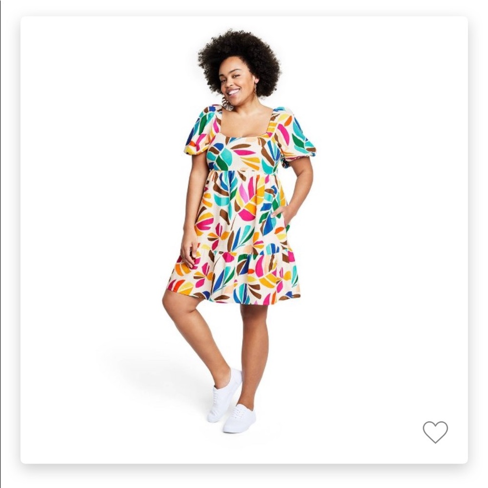 Tabitha Brown for Target Botanical Print Puff Sleeve Mini Dress